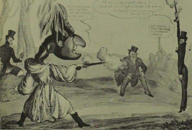 The Times изобразила типичного дуэлянта студентом-медиком в сатирической пьесе 1829 года