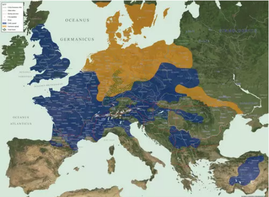 Карта кельтских и германских племён