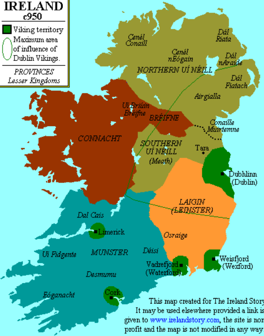 Карта Ирландии 950 г.