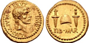 Монета в память об убийстве Юлия Цезаря