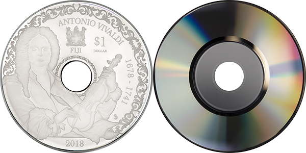 Современная коллекционная серебряная монета. Антонио Вивальди