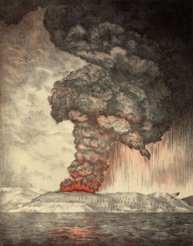 извержения вулкана Кракатау в Индонезии