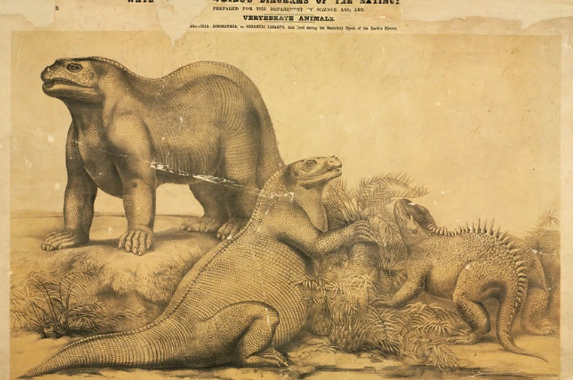 Гелиозавр и игуанадон. Графическая реконструкция Хокинса
