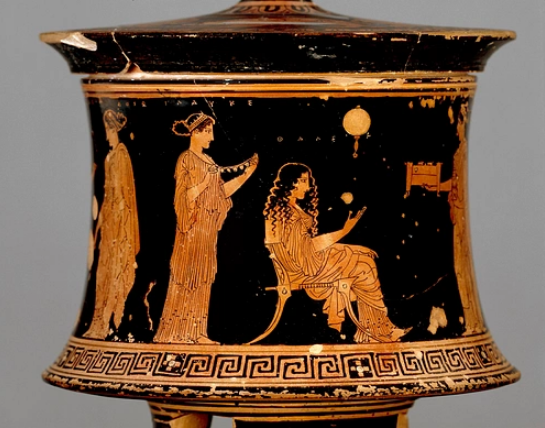 Греческая ваза, изображающая свадебные приготовления