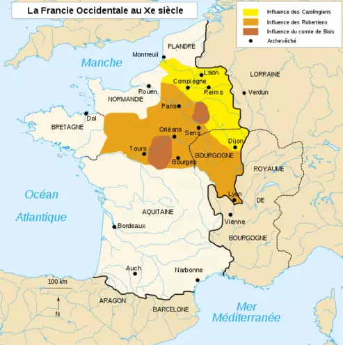 Карта Франции, X век н.э.