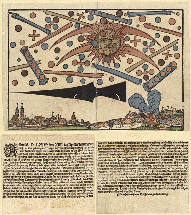 В 1561 году в рекламном газетном листке появилась гравюра художника Ганса Глейзера